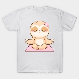 Cute Sloth Meditating Girl T-Shirt